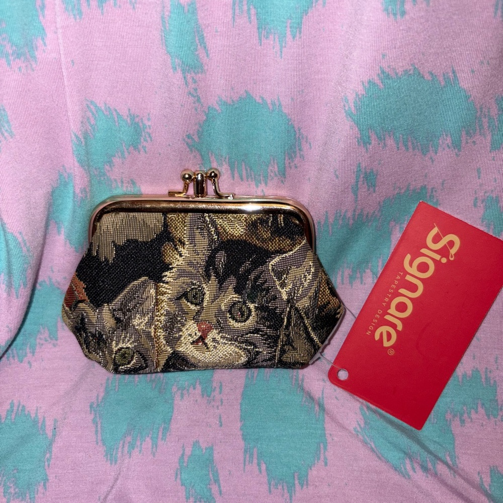 Cat Tapestry Wallet - Black and Brown